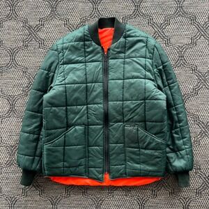 Vintage Nikaldi Jacket Mens M Green Orange Reversible Quilted Hunting Workwear